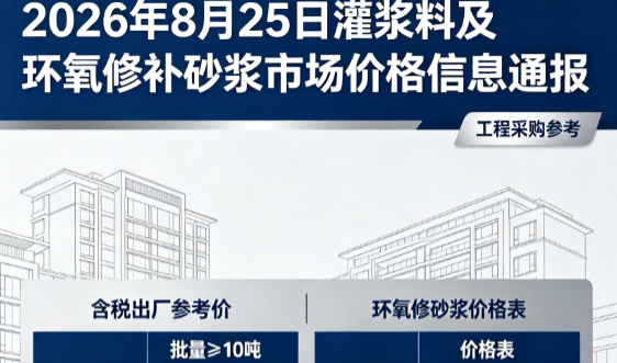 遂昌2026年8月25日灌浆料及环氧修补砂浆市场价格信息通报